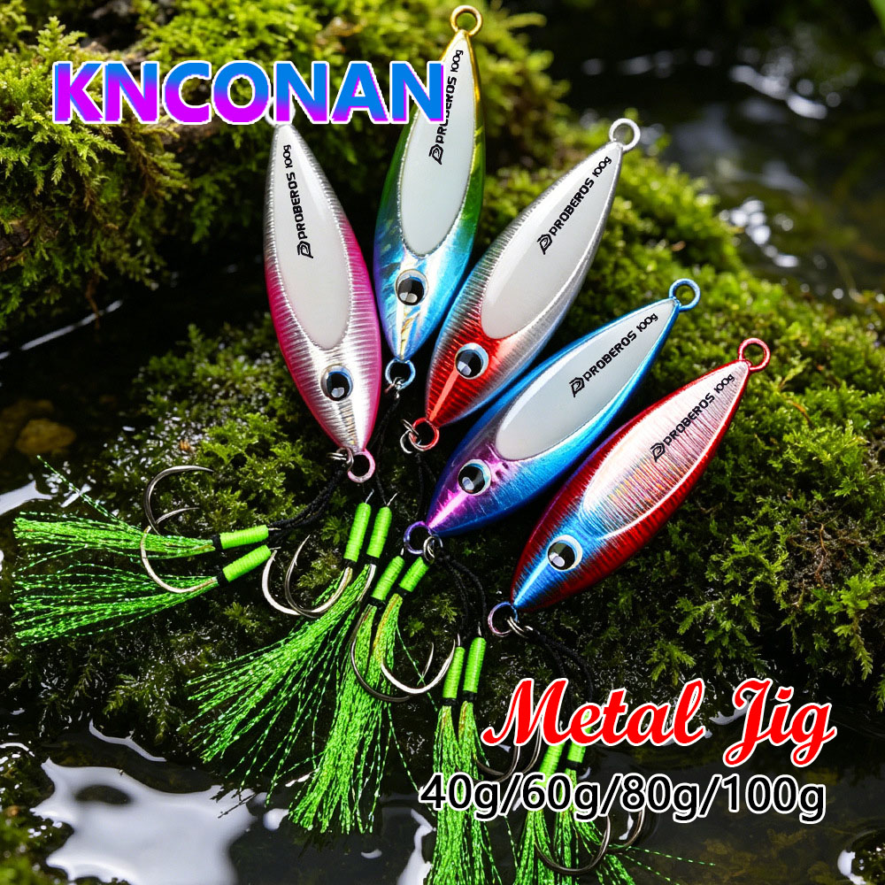 Fishing Lure Spoon - 40G-100G leuchtender Metall-Jig-Angelköder für Offshore-Angeln, Slow-Pitch-Jig,