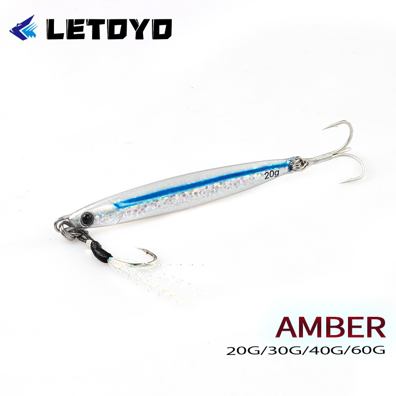 Fishing Lure Spoon - LETOYO Metall-Jig mit Haken 20-60g Künstlicher