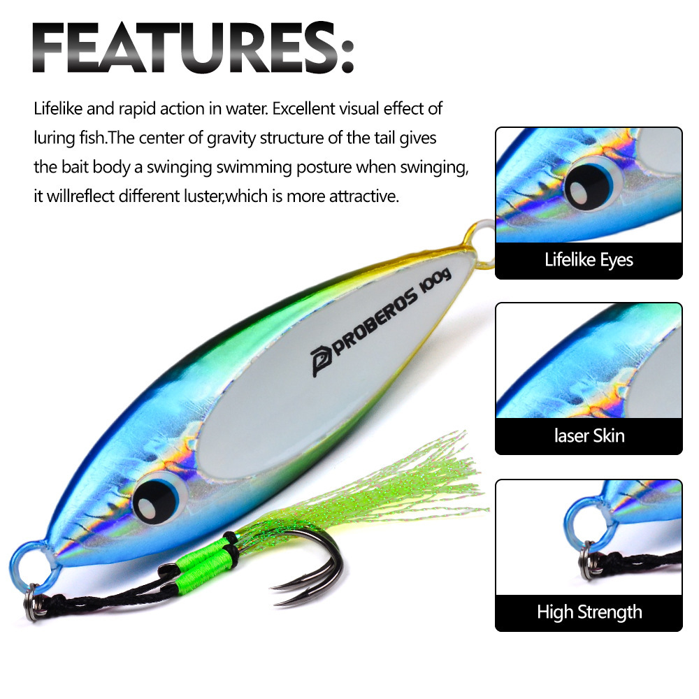 40G-100G leuchtender Metall-Ji – Fishing Lure Spoon Bewertung und Preis