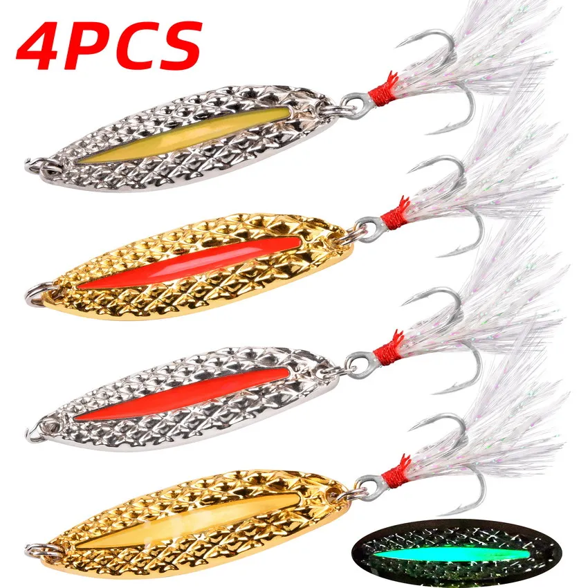 4 stücke Leuchtende Metall Ang – Fishing Lure Spoon Bewertung und Preis